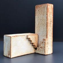 Stairs to Nowhere, 2016, High fired glazed stoneware (1260C). Tall piece: 19x6x4.5cm, Horizontal piece: 12x7x5cm 